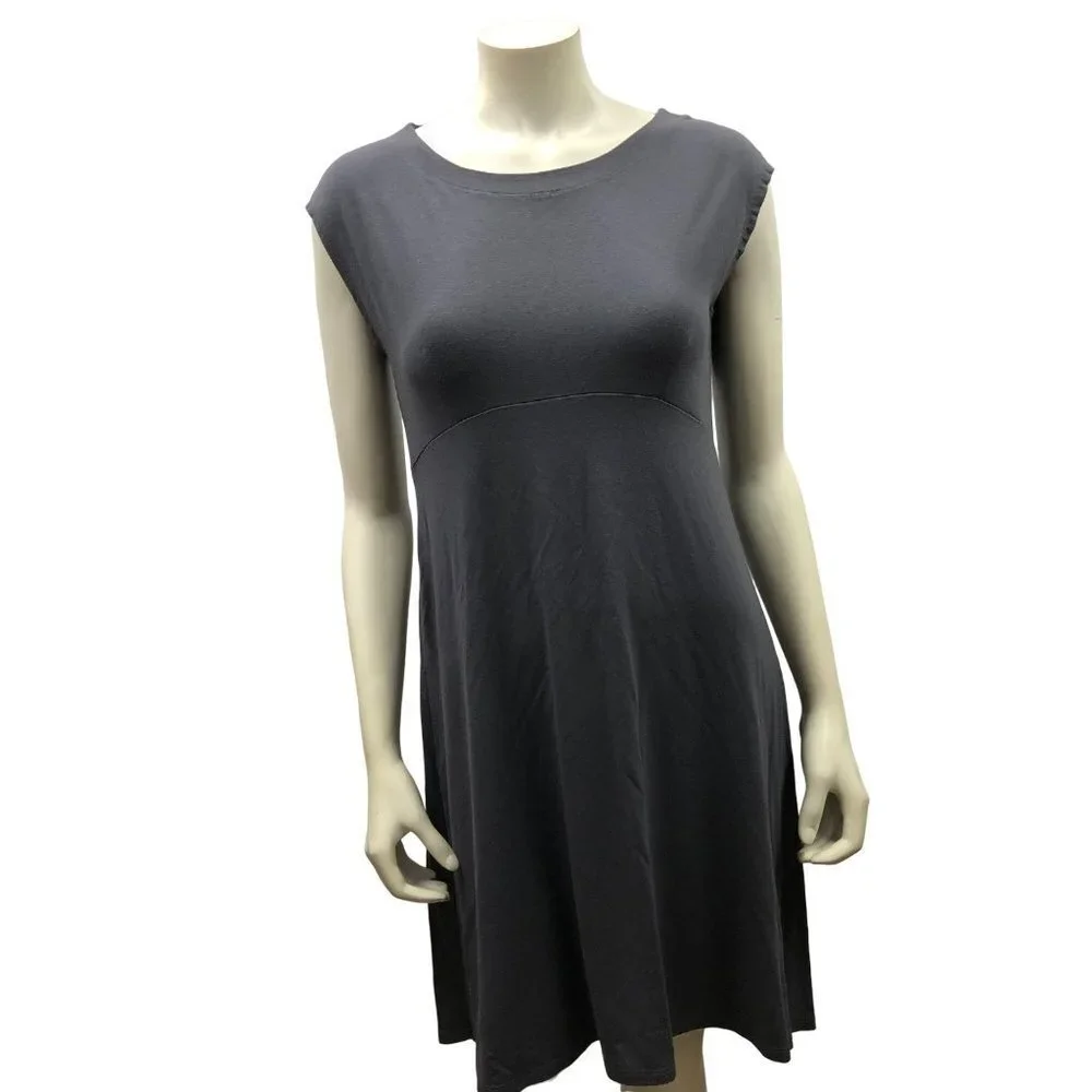 EILEEN FISHER GRAY CASUAL SHIFT SHIRT DRESS SIZE‎ PET MD